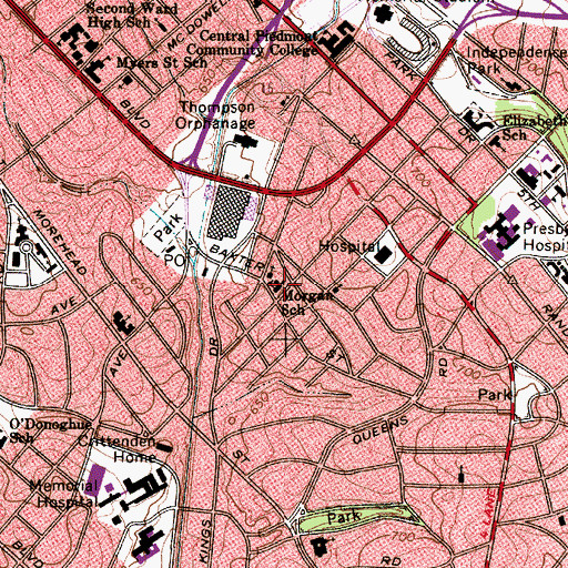 Topographic Map of Morgan Elementary School, NC