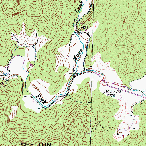 Topographic Map of Moses Creek, NC