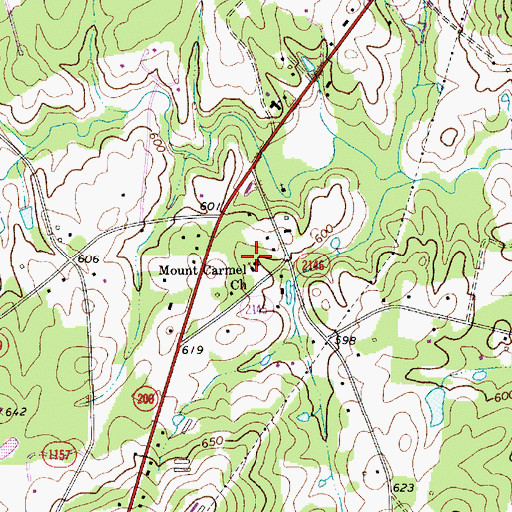 Topographic Map of Mount Carmel Church, NC