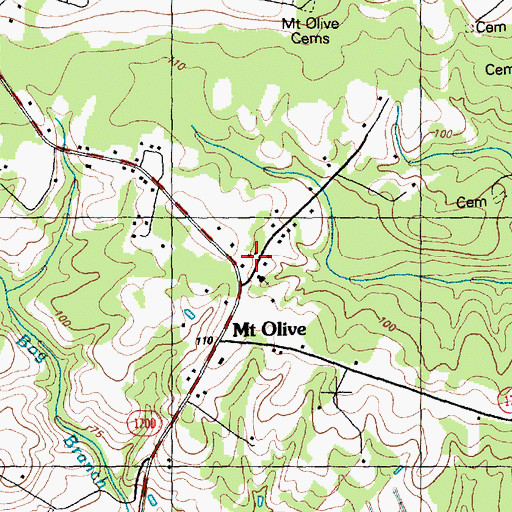Topographic Map of Mount Olive, NC