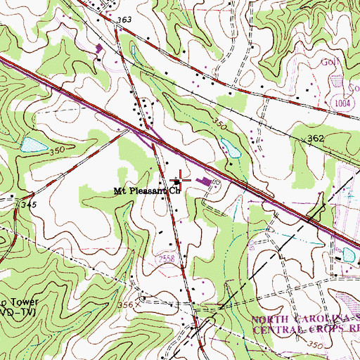 Topographic Map of Mount Pleasant Church, NC