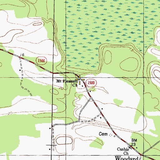 Topographic Map of Mount Pleasant Church, NC