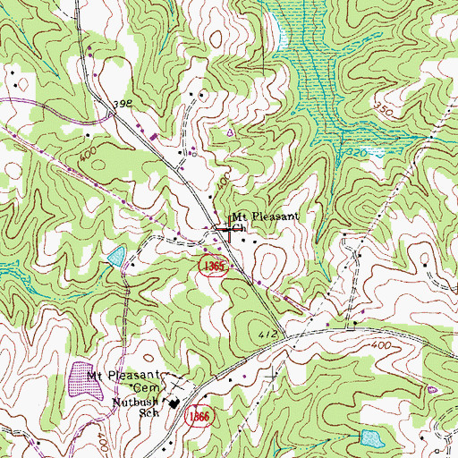 Topographic Map of Mount Pleasant Churh, NC