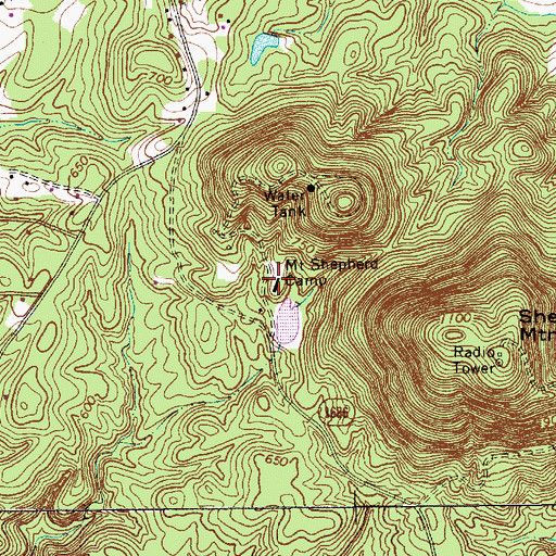 Topographic Map of Mount Shepherd Camp, NC