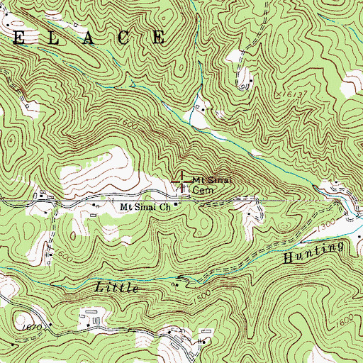 Topographic Map of Mount Sinai Cemetery, NC