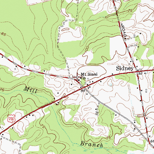 Topographic Map of Mount Sinai Church, NC
