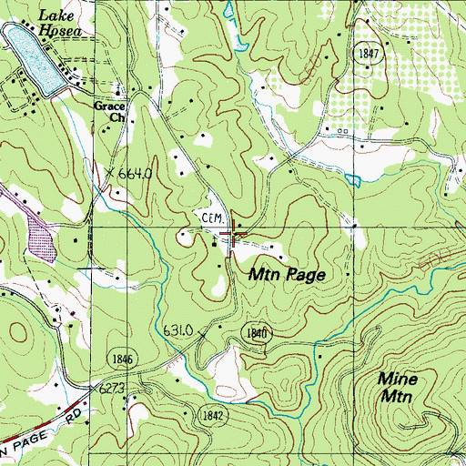 Topographic Map of Mountain Page, NC