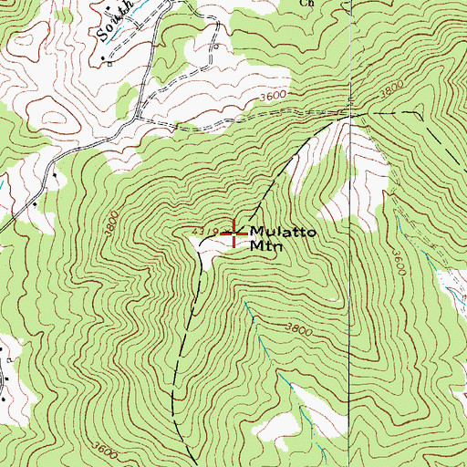 Topographic Map of Mulatto Mountain, NC