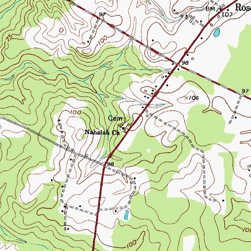 Topographic Map of Nahalah Church, NC