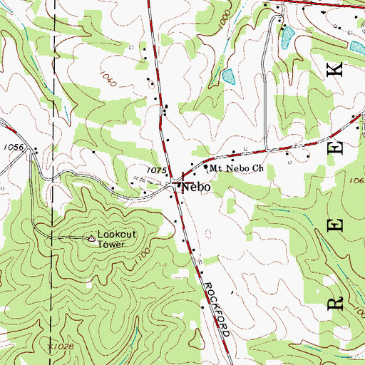 Topographic Map of Nebo, NC