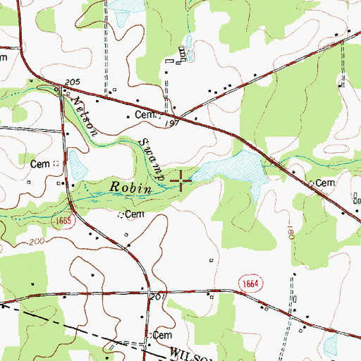 Topographic Map of Nelson Swamp, NC