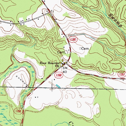 Topographic Map of New Heaven Church, NC