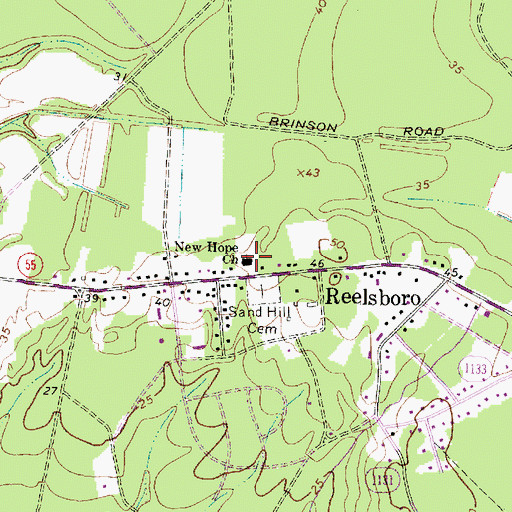 Topographic Map of New Hope Church, NC