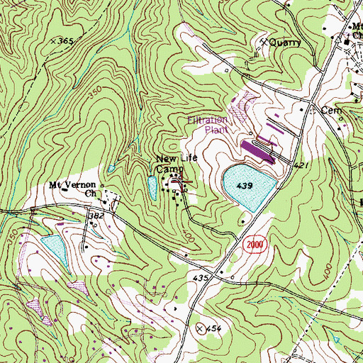Topographic Map of New Life Camp, NC