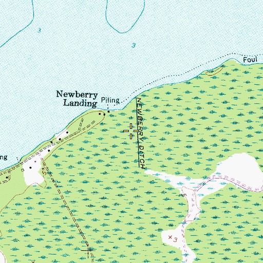 Topographic Map of Newberry Ditch, NC