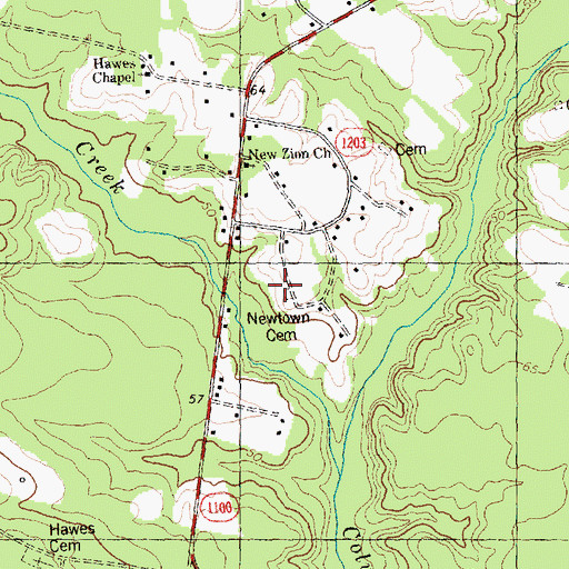 Topographic Map of Newtown Cemetery, NC