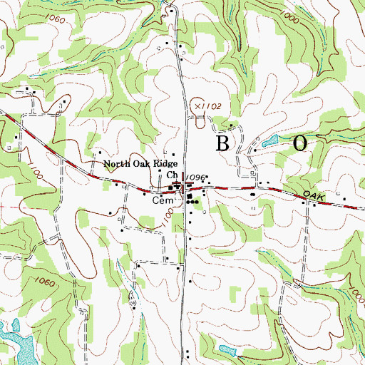 Topographic Map of North Oak Ridge Baptist Church, NC