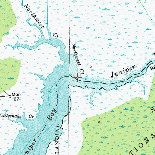 Topographic Map of Northwest Creek, NC