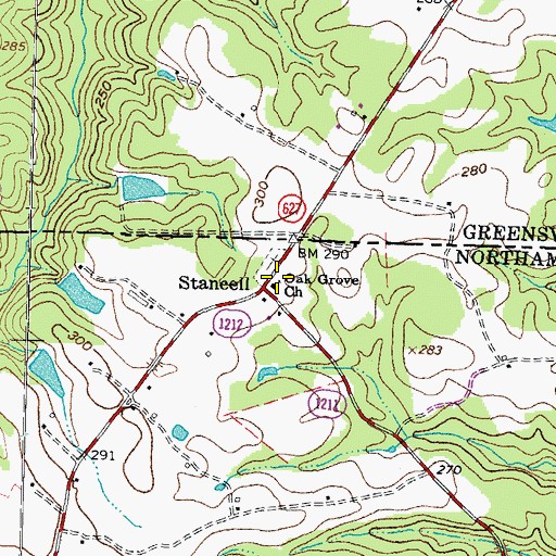 Topographic Map of Oak Grove Church, NC