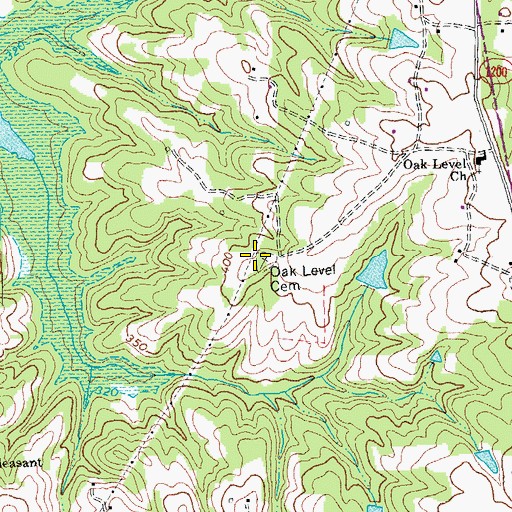 Topographic Map of Oak Level Cemetery, NC