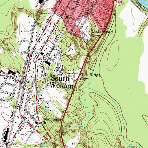 Topographic Map of Oak Ridge Cemetery, NC