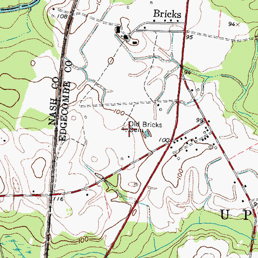 Topographic Map of Old Bricks Cemetery, NC