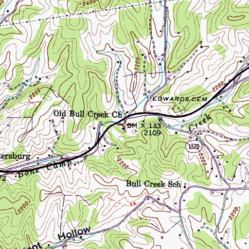 Topographic Map of Old Bull Creek Church, NC