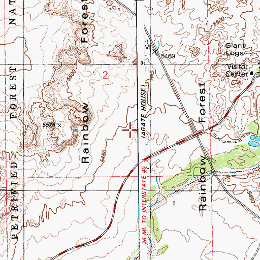Topographic Map of Rainbow Forest, AZ