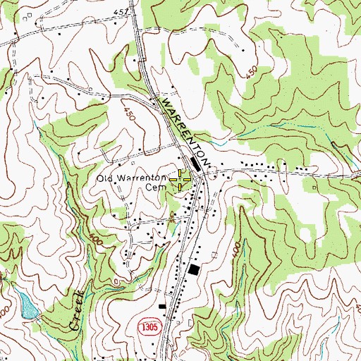 Topographic Map of Old Warrenton Cemetery, NC
