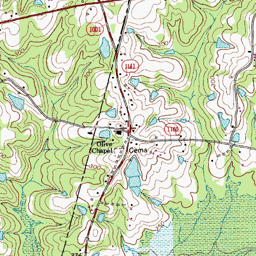 Topographic Map of Olive Chapel, NC
