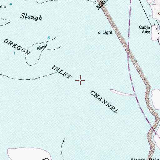 Topographic Map of Oregon Inlet Channel, NC