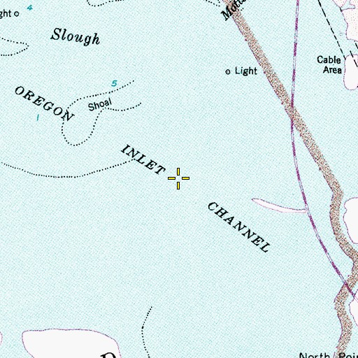 Topographic Map of Oregon Inlet Channel, NC