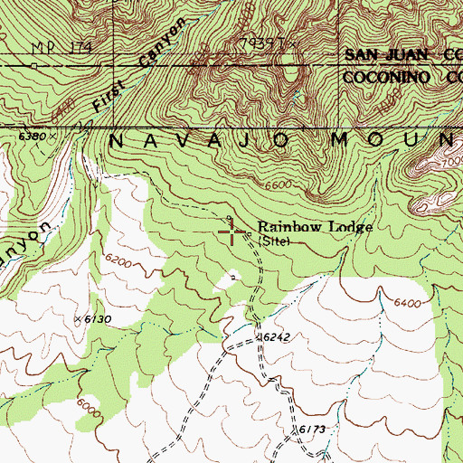 Topographic Map of Rainbow Lodge, AZ