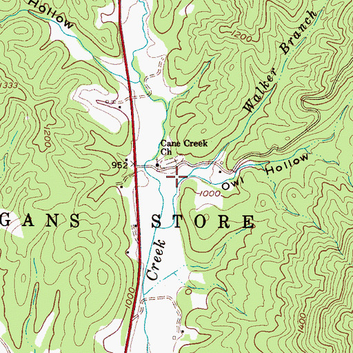 Topographic Map of Owl Hollow, NC