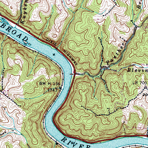 Topographic Map of Panther Branch, NC