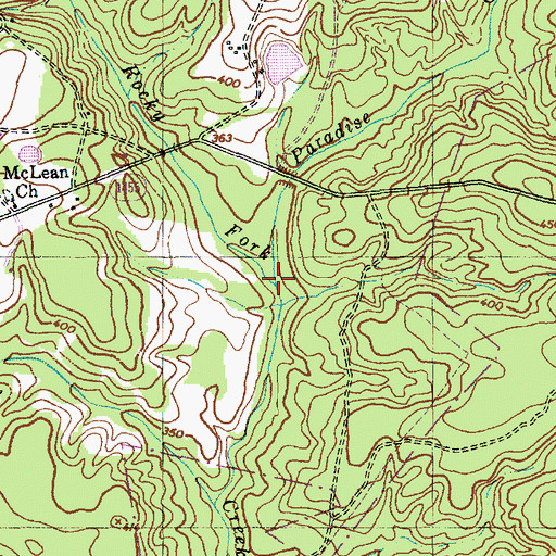 Topographic Map of Paradise Creek, NC