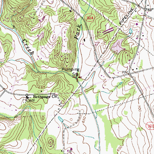 Topographic Map of Park Creek, NC