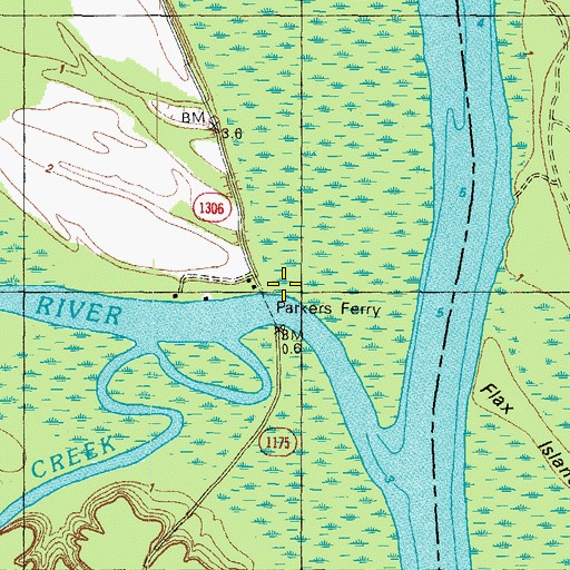 Topographic Map of Parkers Ferry, NC
