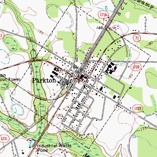 Topographic Map of Parkton, NC