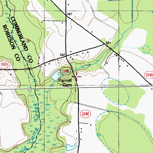 Topographic Map of Parnell Cemetery, NC