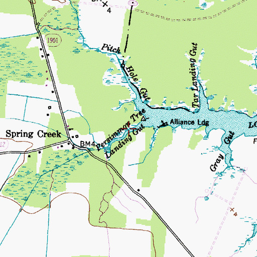 Topographic Map of Persimmon Tree Landing Gut, NC
