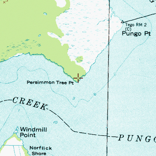Topographic Map of Persimmon Tree Point, NC