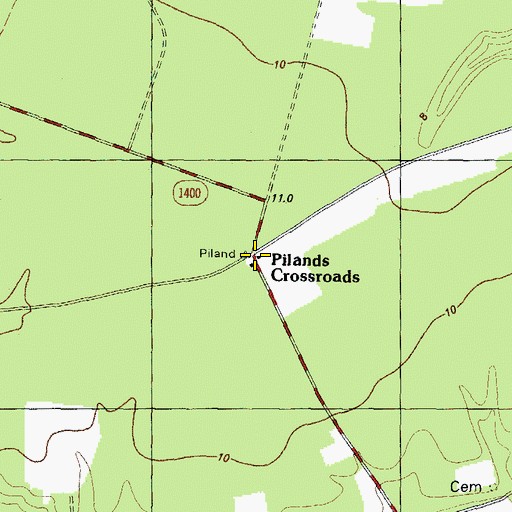 Topographic Map of Pilands Crossroads, NC