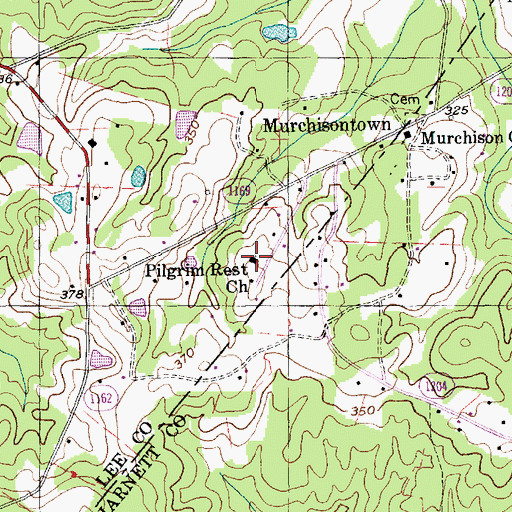 Topographic Map of Pilgrim Rest Church, NC