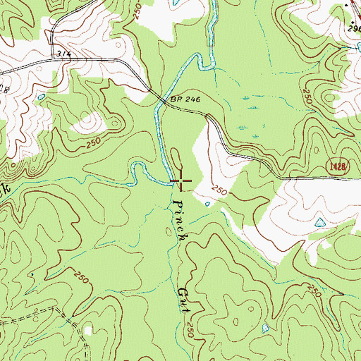 Topographic Map of Pinch Gut Creek, NC