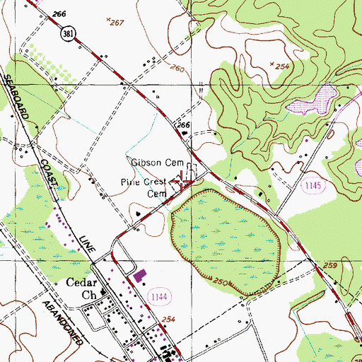 Topographic Map of Pine Crest Cemetery, NC