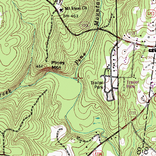 Topographic Map of Pine Mountain Creek, NC
