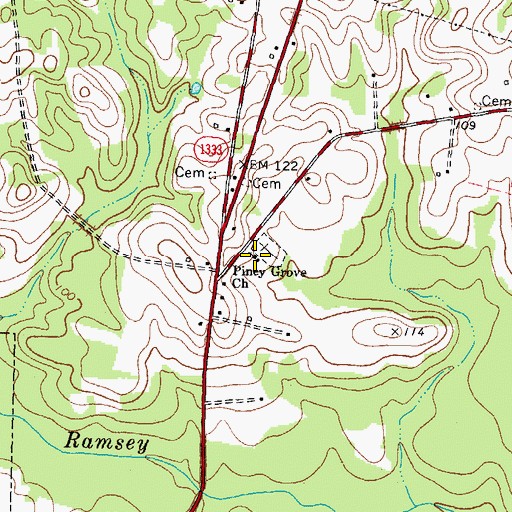 Topographic Map of Piney Grove Church, NC