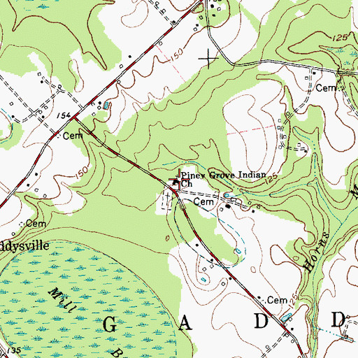 Topographic Map of Piney Grove Indian Church, NC