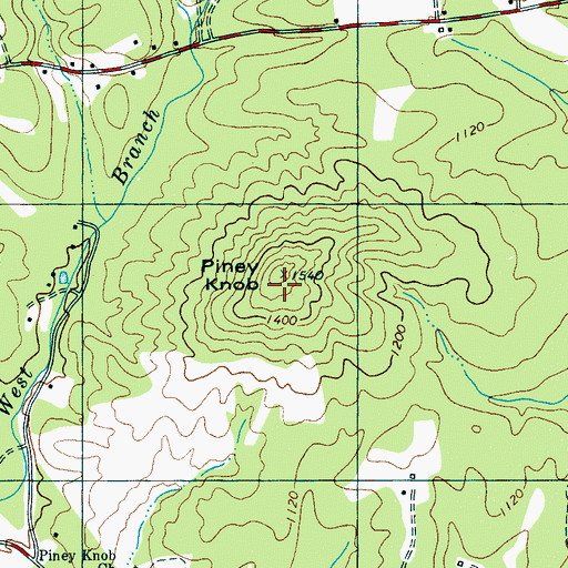 Topographic Map of Piney Knob, NC